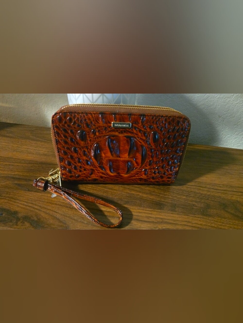 Brahmin Zora Double Zip Around Wristlet Wallet - Pecan Melbourne - NWOT Retired